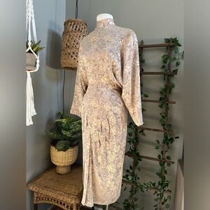 B.B. Collections by Barbara Barbara 80s VTG Metallic Satin Floral Midi Dress